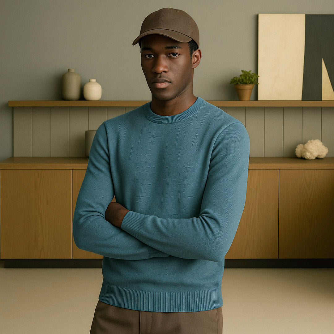 Pure Cashmere Summer Knit Sweater for Men - Lightweight Elegant Knitwear with Heritage Fit and Round Neck