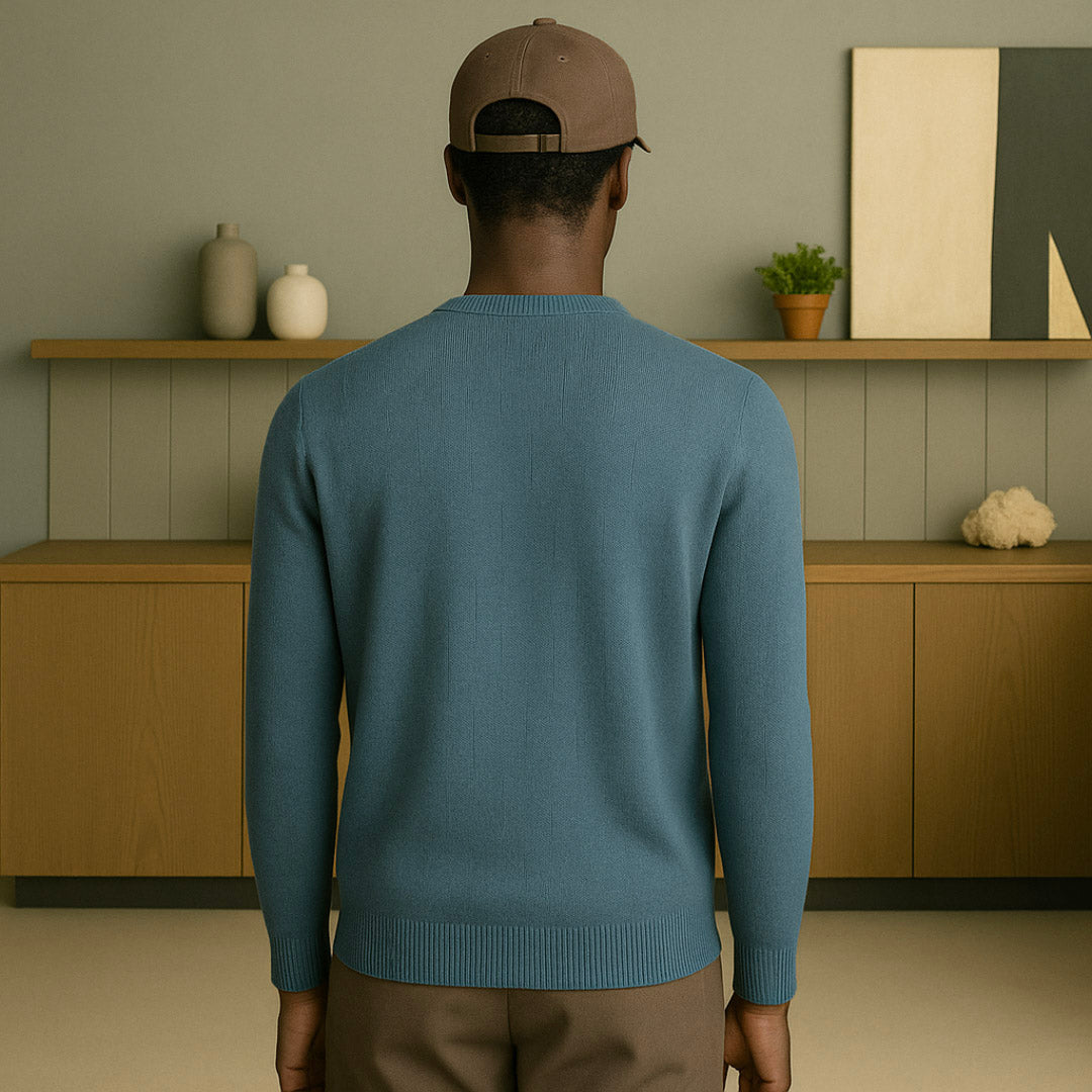 Pure Cashmere Summer Knit Sweater for Men - Lightweight Elegant Knitwear with Heritage Fit and Round Neck