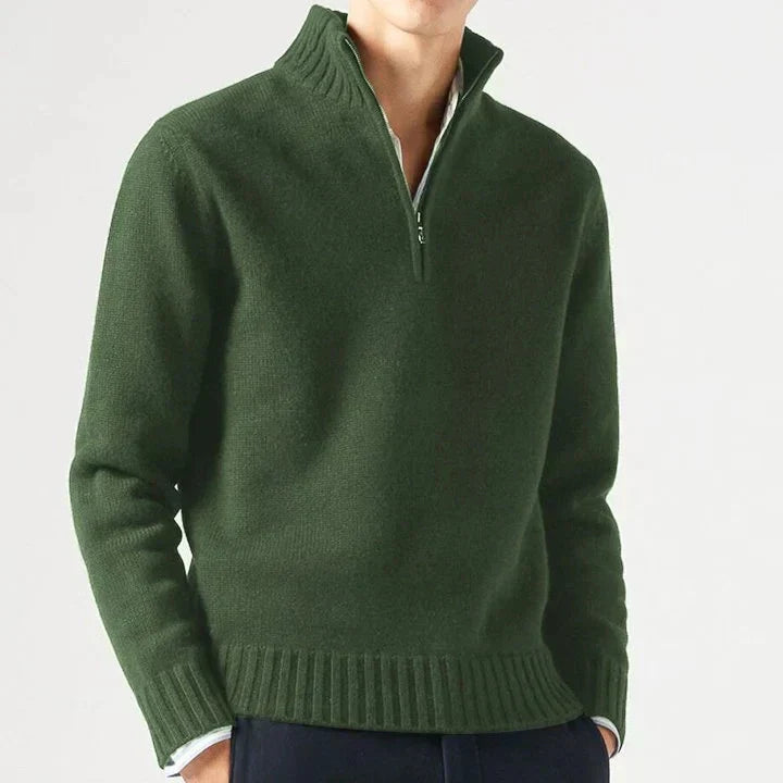 Lucien Men's Half Zip-Neck Cashmere Sweater - Trucker Style Edition