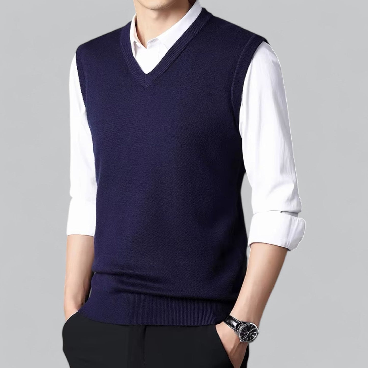 Brent Men's Heritage V-Neck Sleeveless Vest - Essential Knit Layer