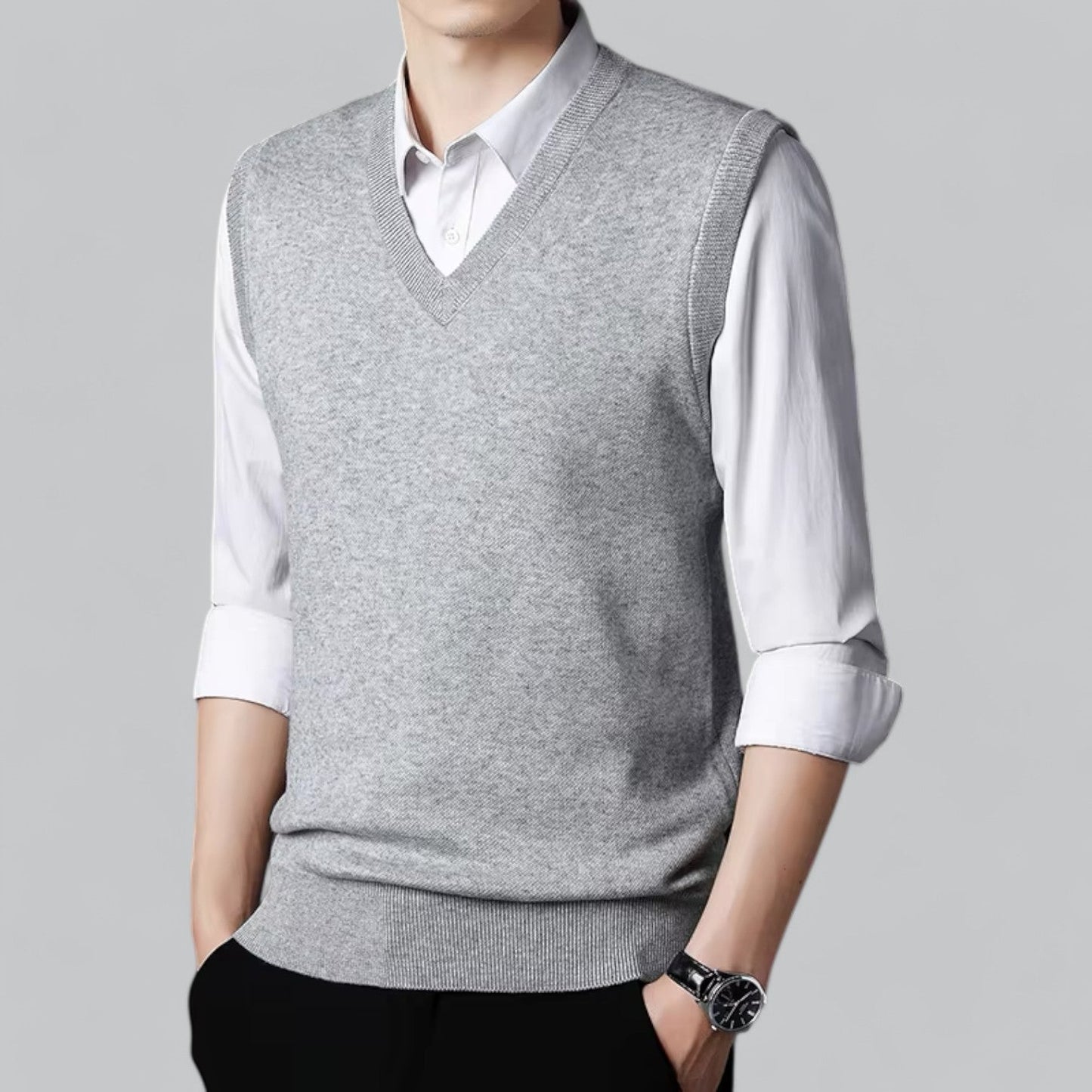 Brent Men's Heritage V-Neck Sleeveless Vest - Essential Knit Layer