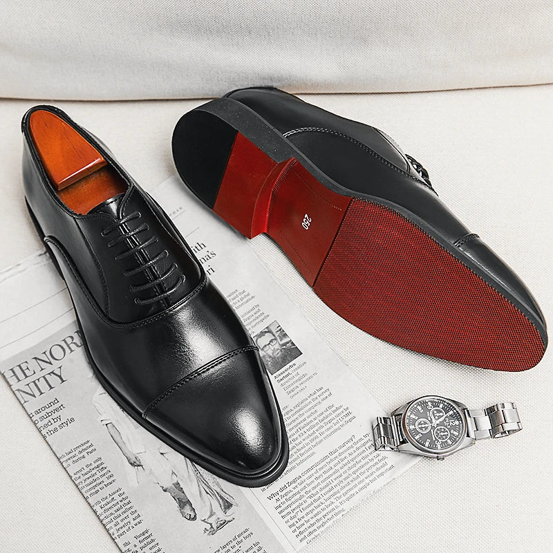 Luca Giordano Genuine Oxford Shoes Italian Red Sole