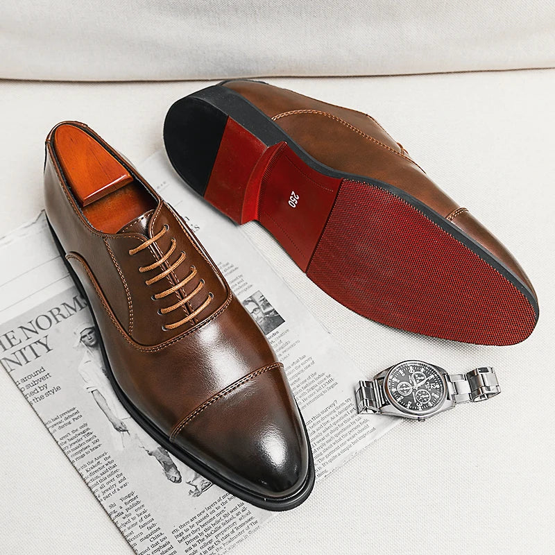 Luca Giordano Genuine Oxford Shoes Italian Red Sole