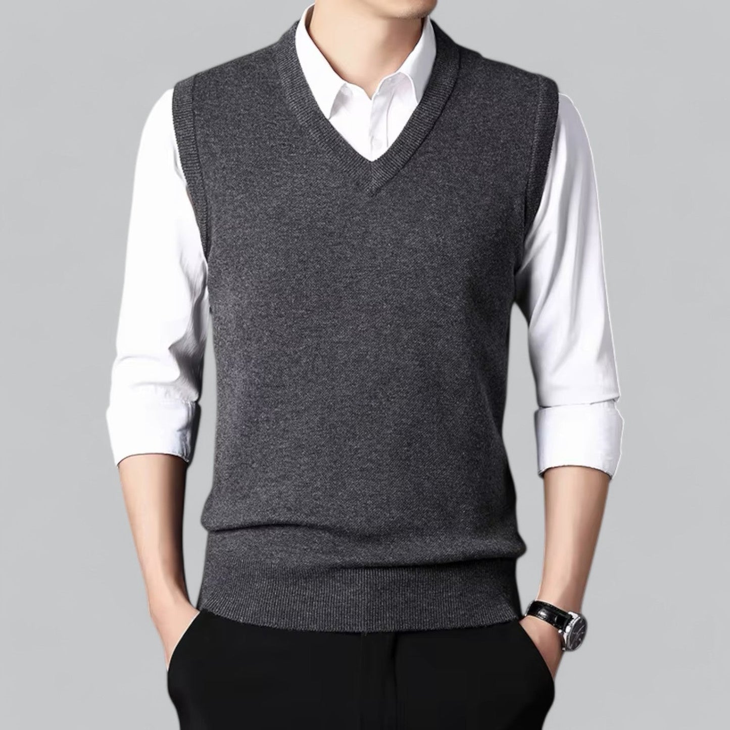 Brent Men's Heritage V-Neck Sleeveless Vest - Essential Knit Layer