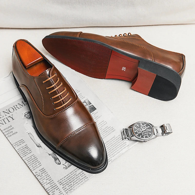 Luca Giordano Genuine Oxford Shoes Italian Red Sole
