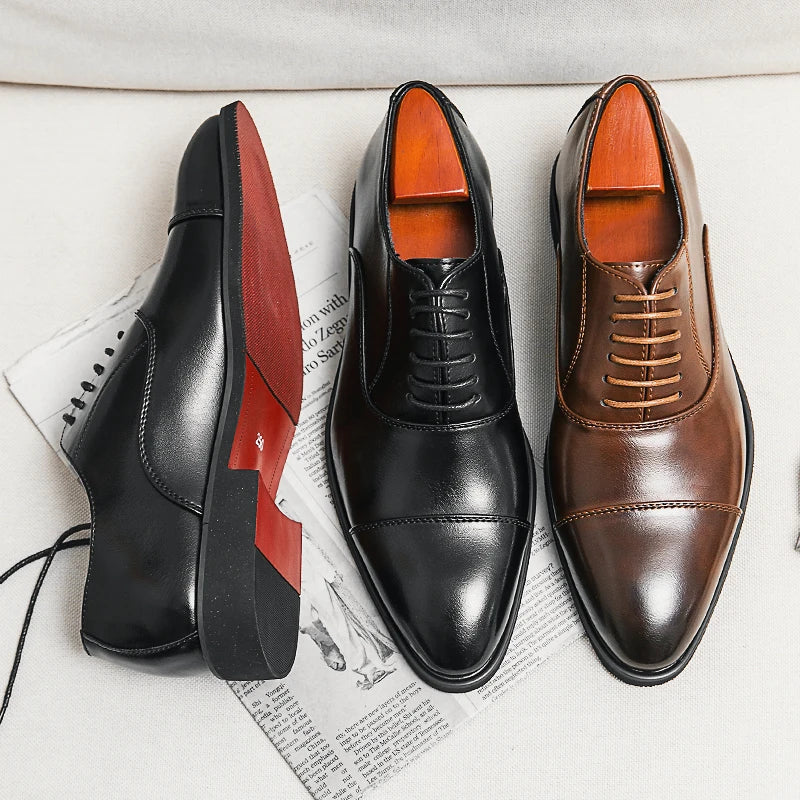 Luca Giordano Genuine Oxford Shoes Italian Red Sole