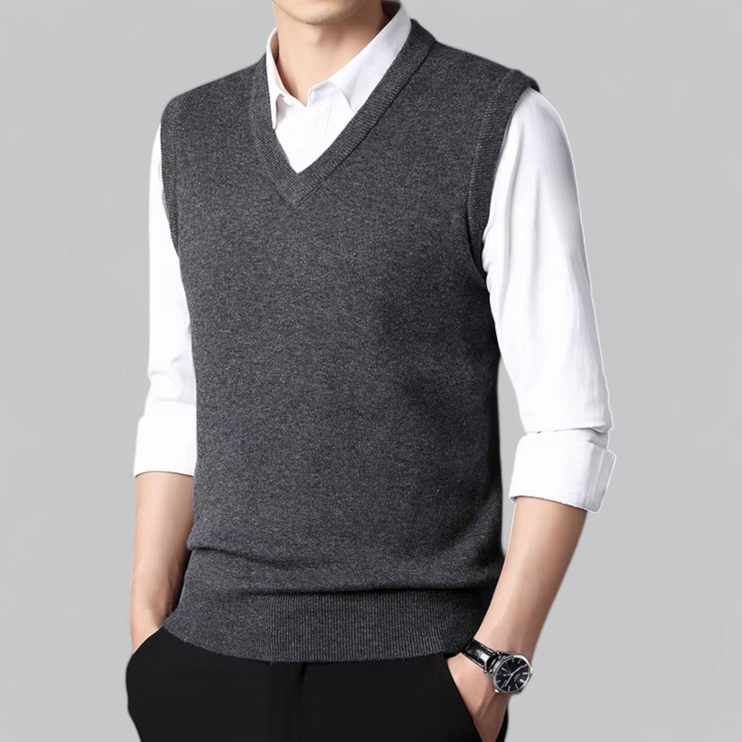 Brent Men's Heritage V-Neck Sleeveless Vest - Essential Knit Layer