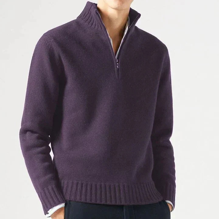Lucien Men's Half Zip-Neck Cashmere Sweater - Trucker Style Edition