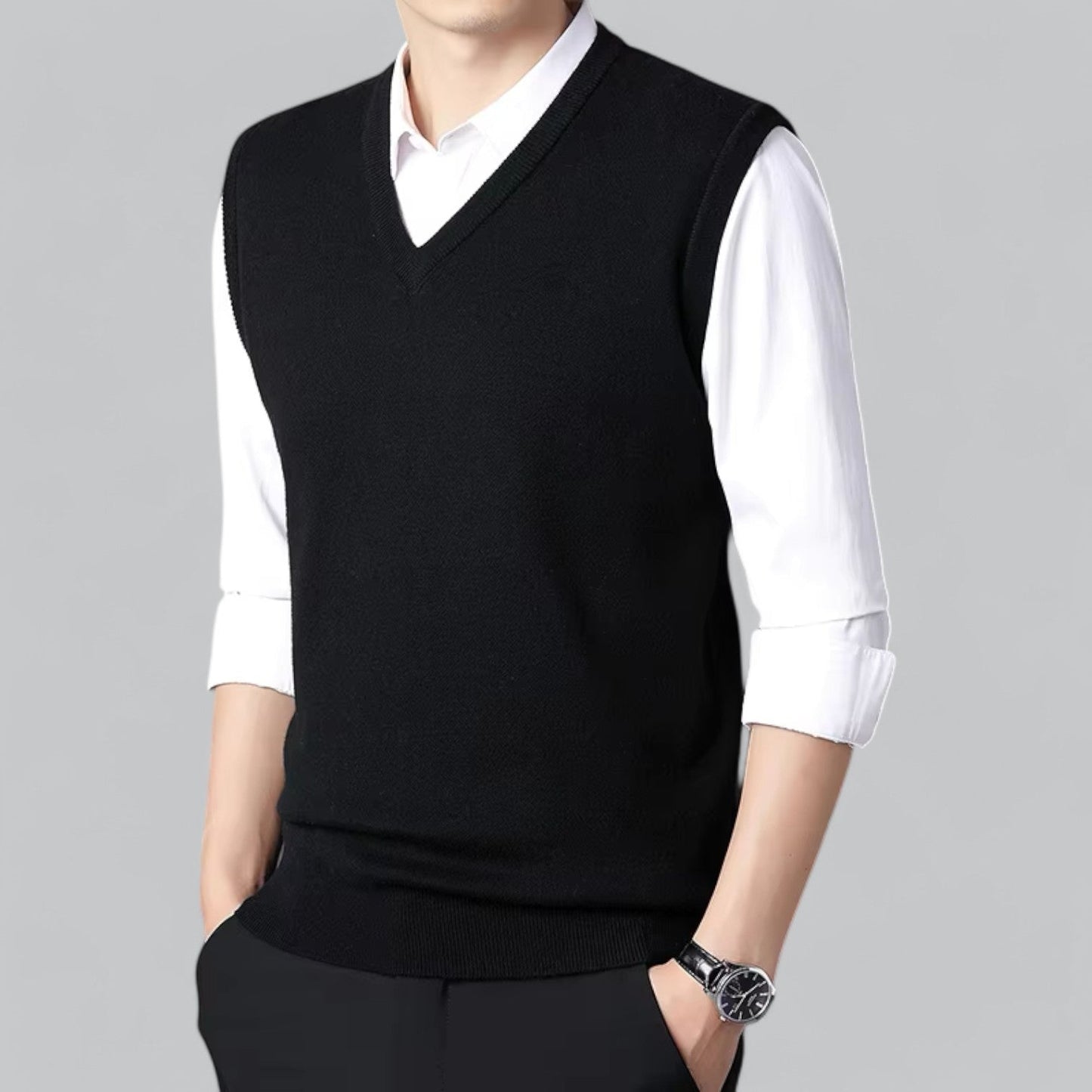 Brent Men's Heritage V-Neck Sleeveless Vest - Essential Knit Layer