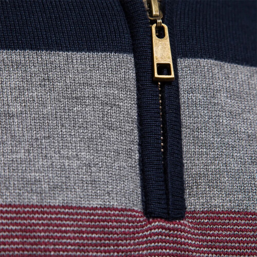 Men's Quarter-Zip Sweater - Heritage Knitted Sweater with Zipper Collar