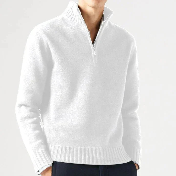 Lucien Men's Half Zip-Neck Cashmere Sweater - Trucker Style Edition