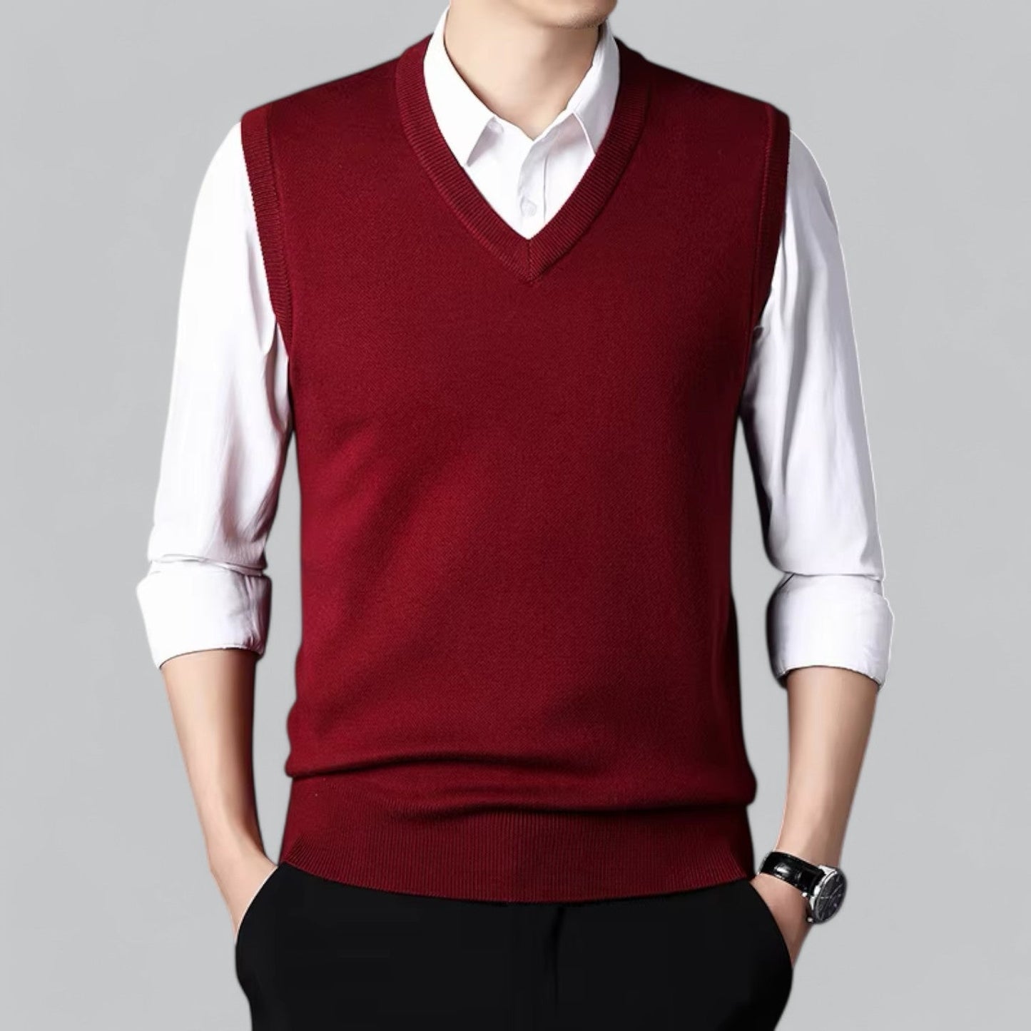 Brent Men's Heritage V-Neck Sleeveless Vest - Essential Knit Layer