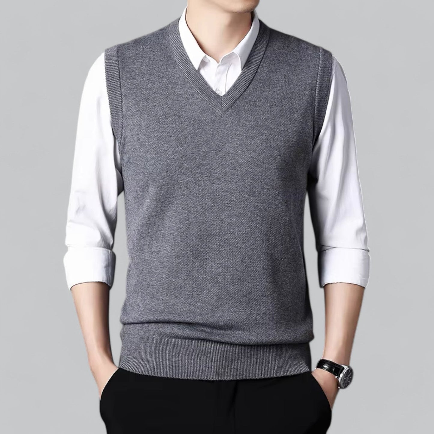 Brent Men's Heritage V-Neck Sleeveless Vest - Essential Knit Layer