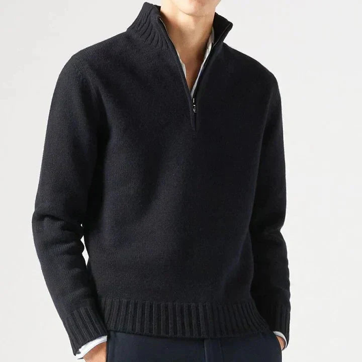 Lucien Men's Half Zip-Neck Cashmere Sweater - Trucker Style Edition