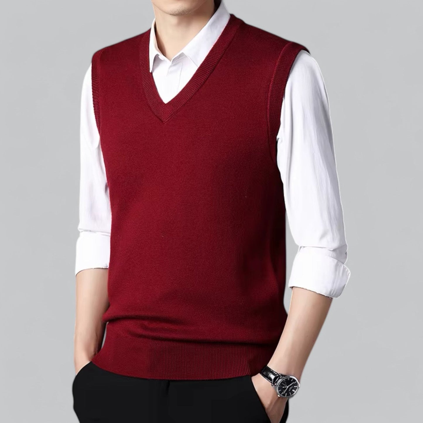 Brent Men's Heritage V-Neck Sleeveless Vest - Essential Knit Layer