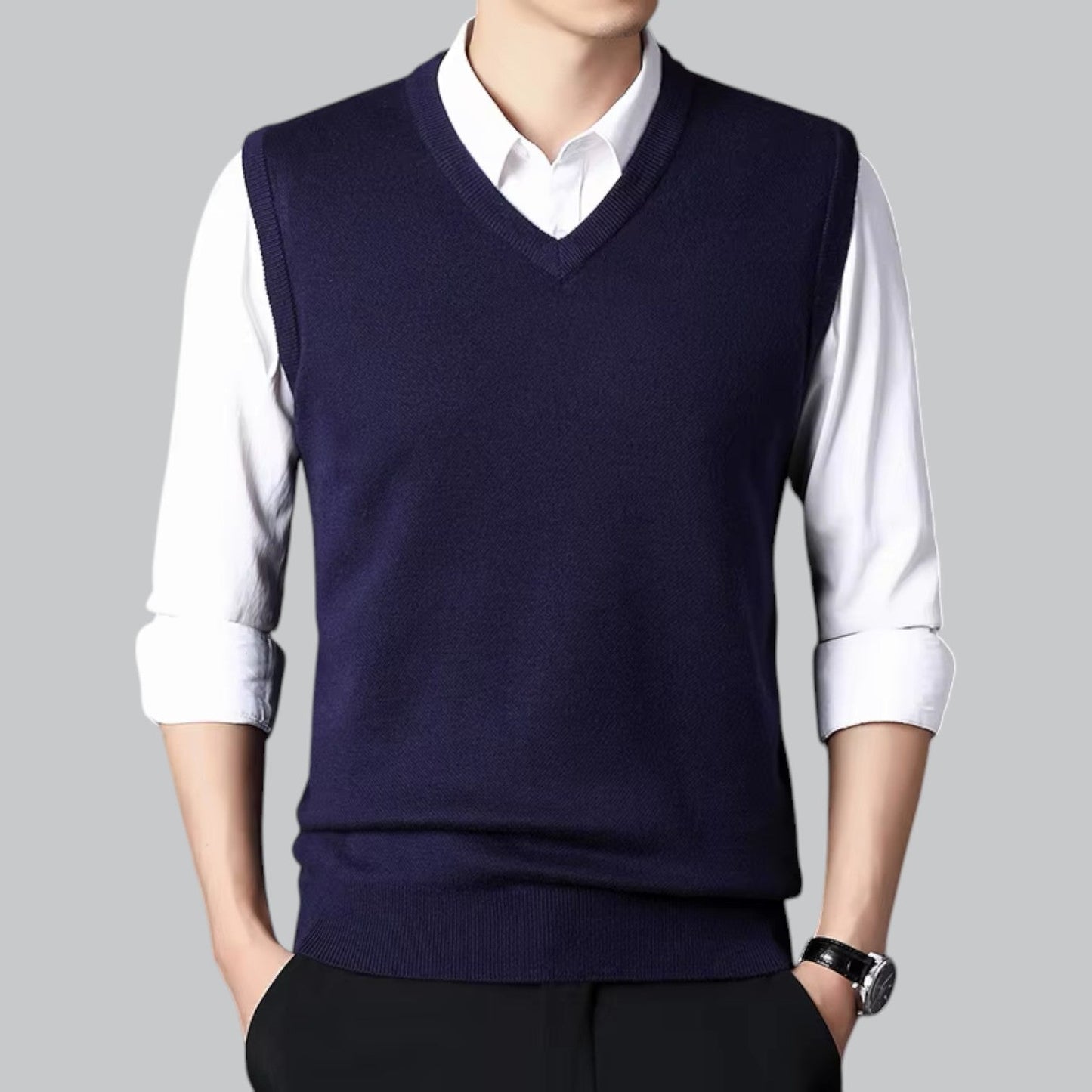Brent Men's Heritage V-Neck Sleeveless Vest - Essential Knit Layer