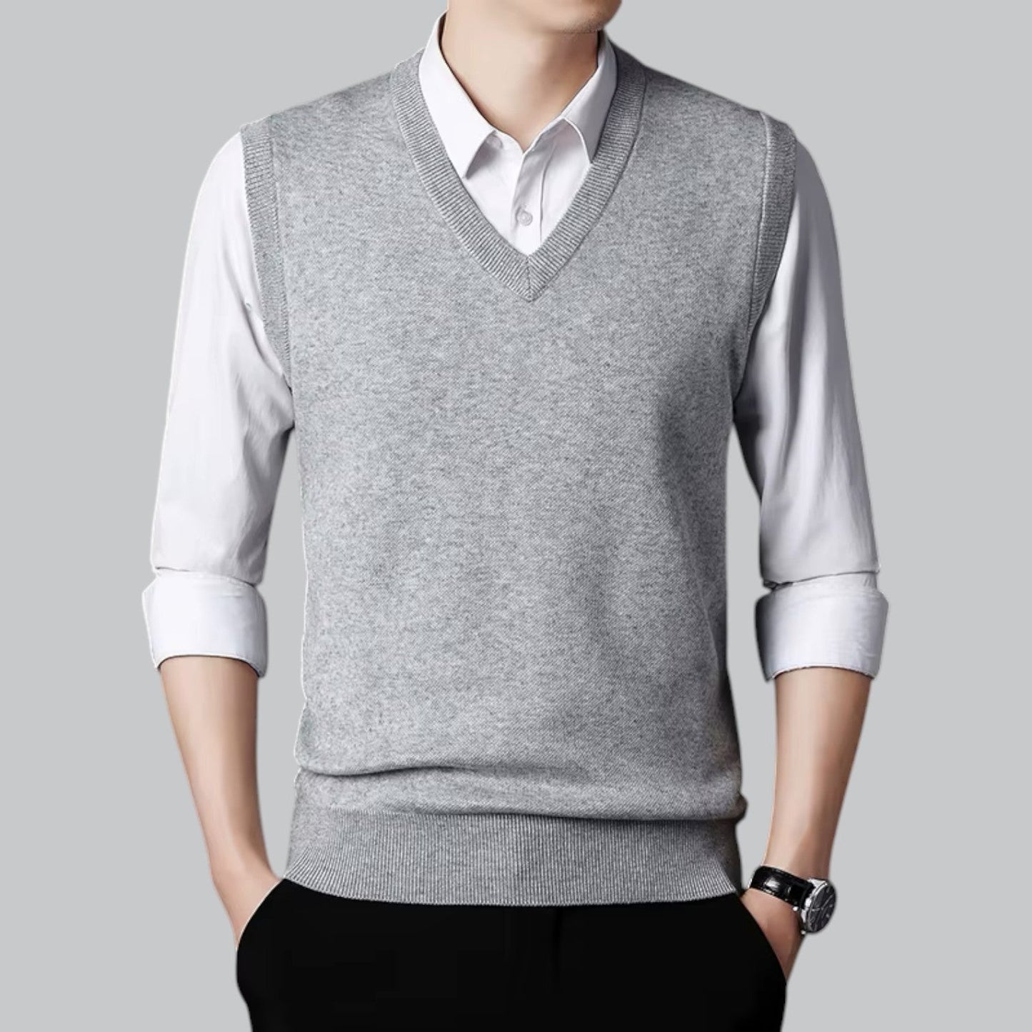 Brent Men's Heritage V-Neck Sleeveless Vest - Essential Knit Layer