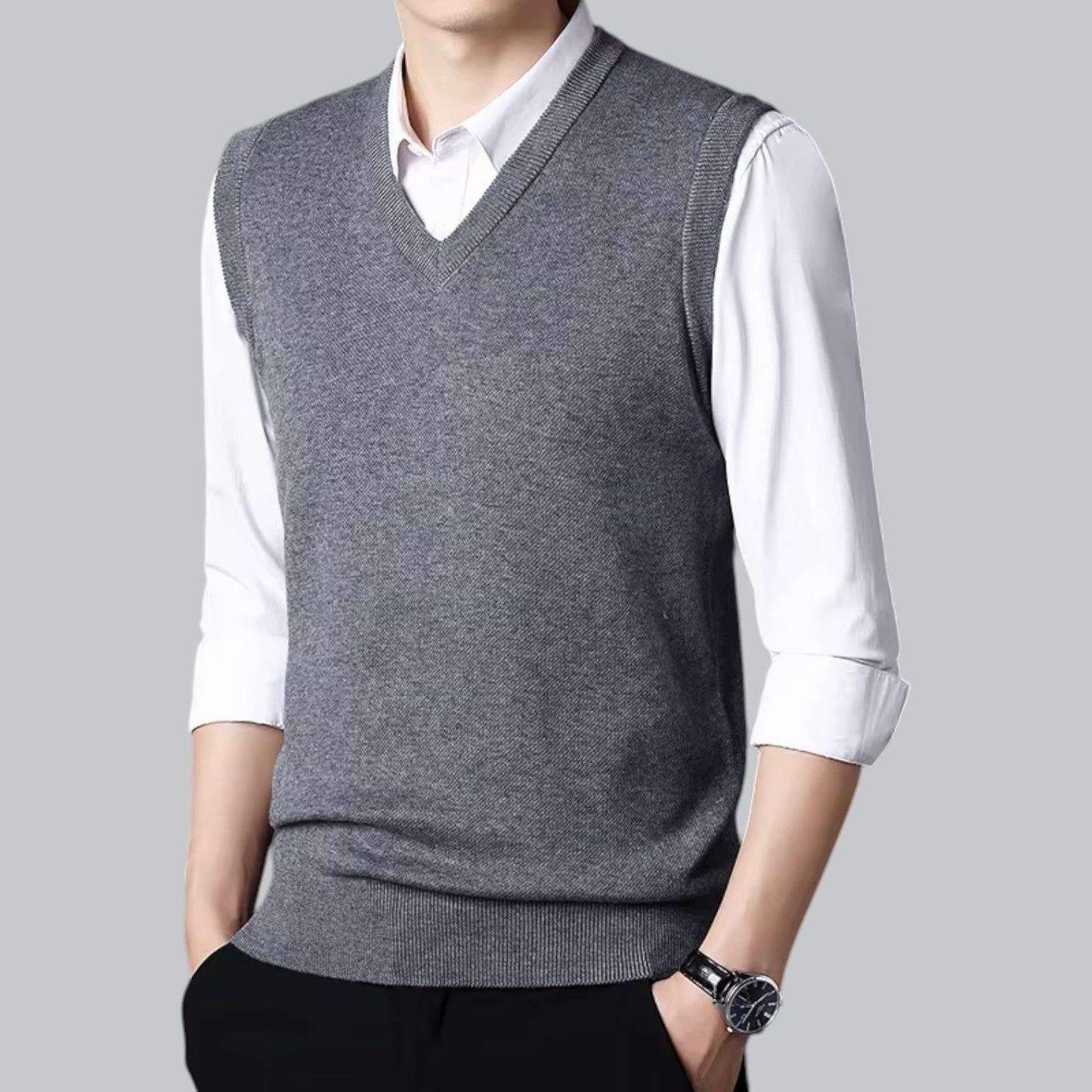 Brent Men's Heritage V-Neck Sleeveless Vest - Essential Knit Layer