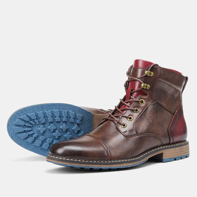 Men's Genuine Ankle Boots - Durable Slip-Resistant Sole - Casual Comfortable Fit