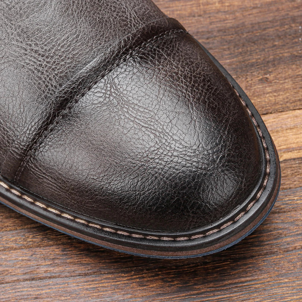 Men's Genuine Ankle Boots - Durable Slip-Resistant Sole - Casual Comfortable Fit