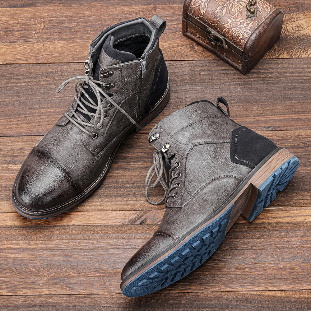 Men's Genuine Ankle Boots - Durable Slip-Resistant Sole - Casual Comfortable Fit