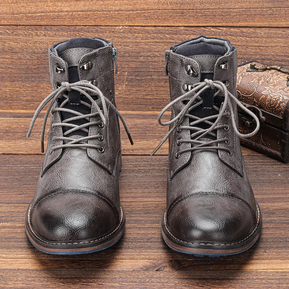 Men's Genuine Ankle Boots - Durable Slip-Resistant Sole - Casual Comfortable Fit
