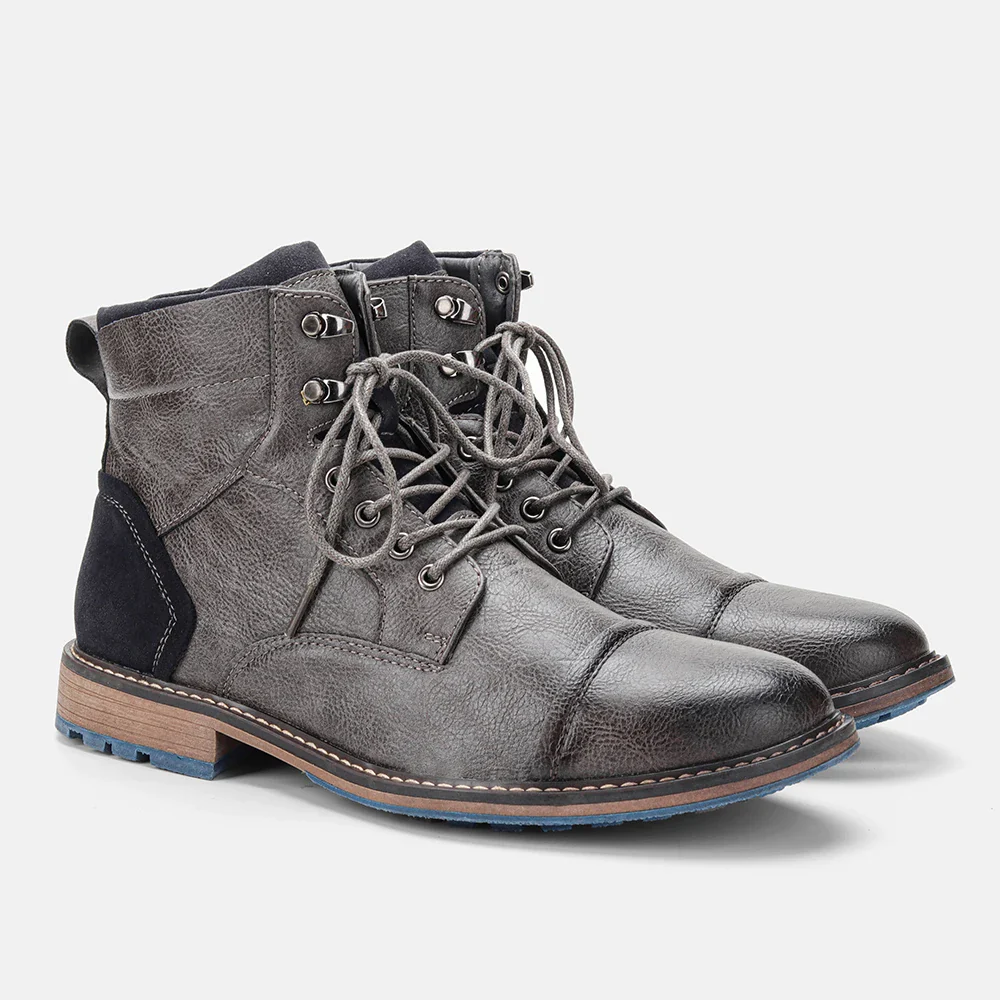 Men's Genuine Ankle Boots - Durable Slip-Resistant Sole - Casual Comfortable Fit