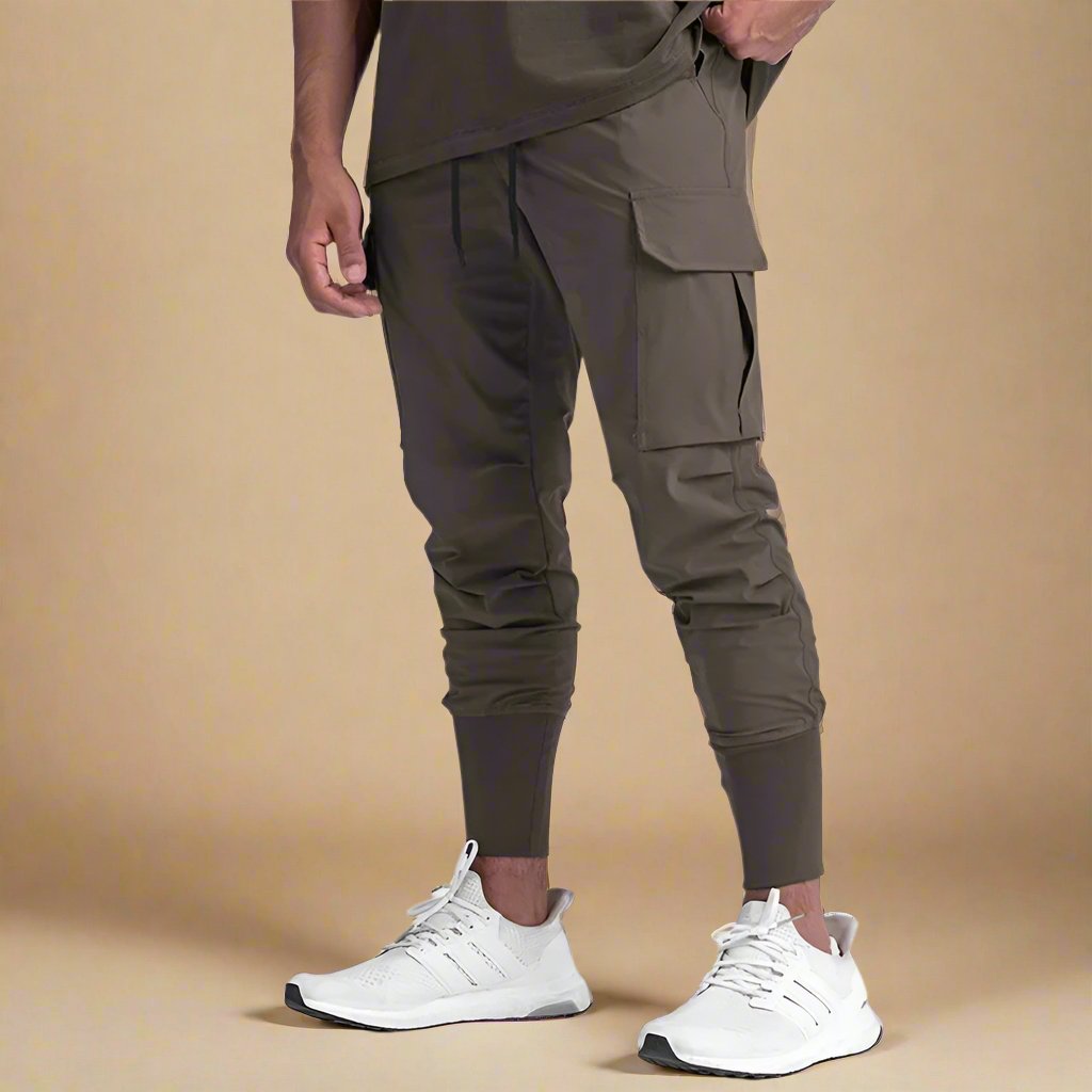 Men's Quick-Dry Cargo Joggers with Tapered Fit and Multiple Edition