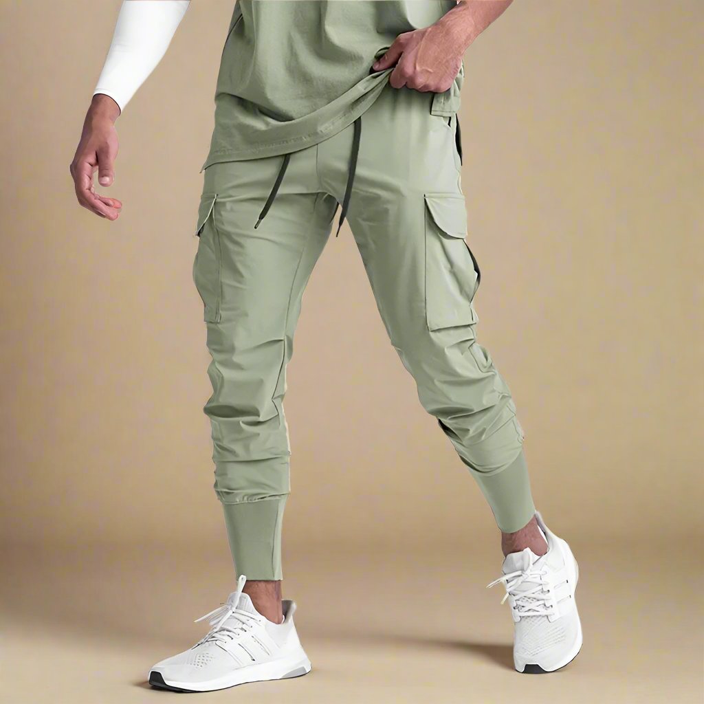Men's Quick-Dry Cargo Joggers with Tapered Fit and Multiple Edition