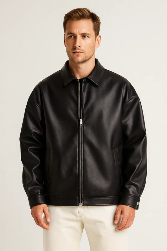 Men's Heritage Leather Jacket - Clean Structured Design