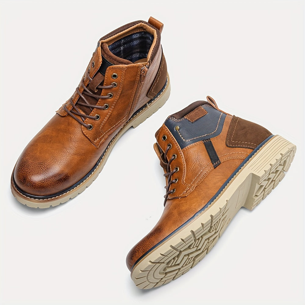 Men Vintage Men Boots with a PU Upper, Rubber Sole, And Inner Edition