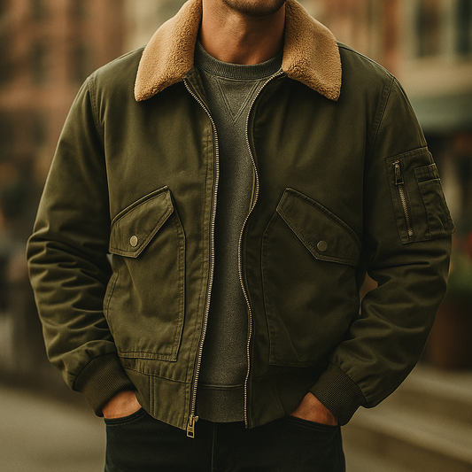 Men's Heritage Bomber Jacket Trucker Fleece Inner