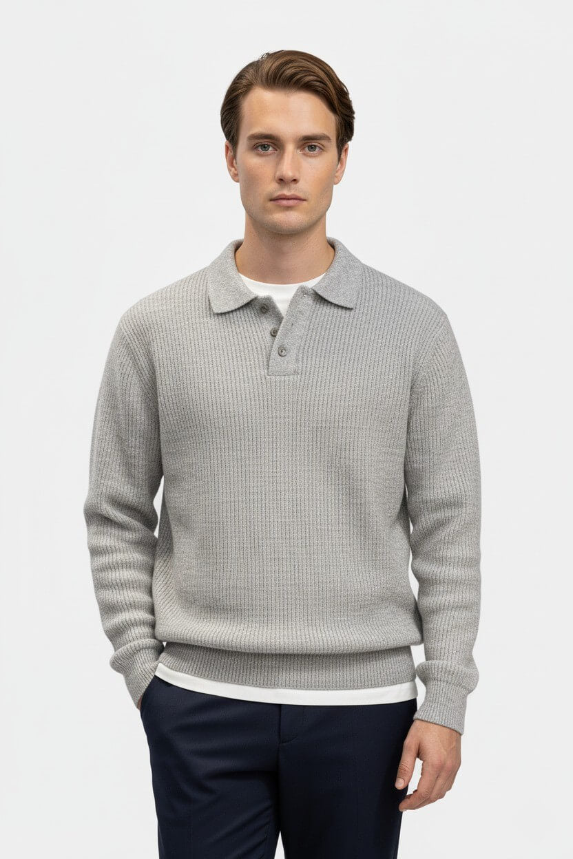 Solorfit | Men's Knitted Jumper - Polo Collar High Flex Autumn Winter
