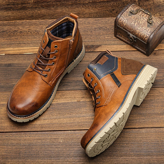 Men Vintage Men Boots with a PU Upper, Rubber Sole, And Inner Edition