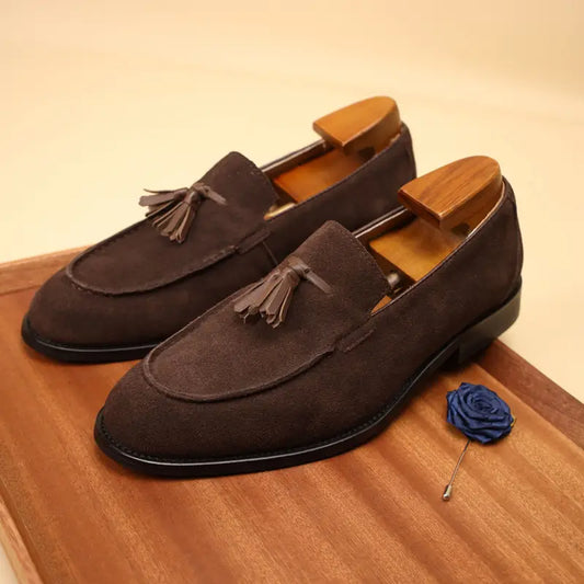 Men's Vintage Dress Loafers - Refined Top Grain Cowhide Leather Anti-Slip