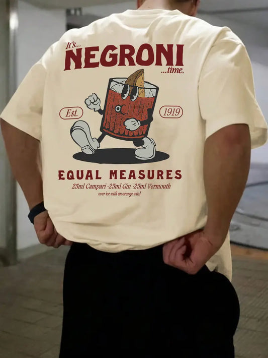 Men's Negroni Cocktail Graphic T-Shirt - Breathable Short Sleeve Tee with Campari-Inspired Edition