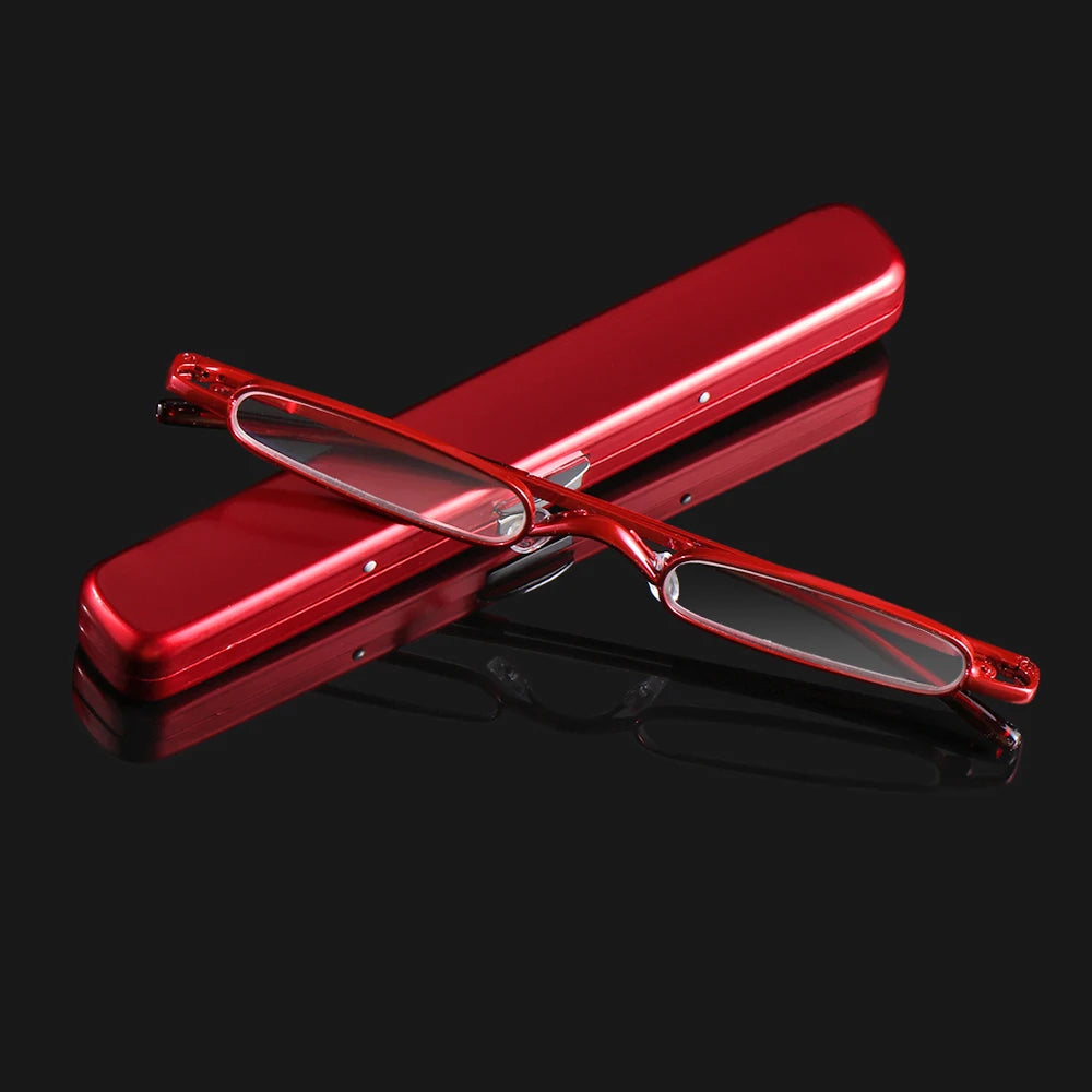 Elegant Ultra-Thin Reading Glasses with Metal Frame Portable Edition