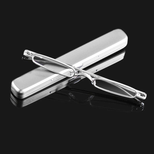 Elegant Ultra-Thin Reading Glasses with Metal Frame Portable Edition
