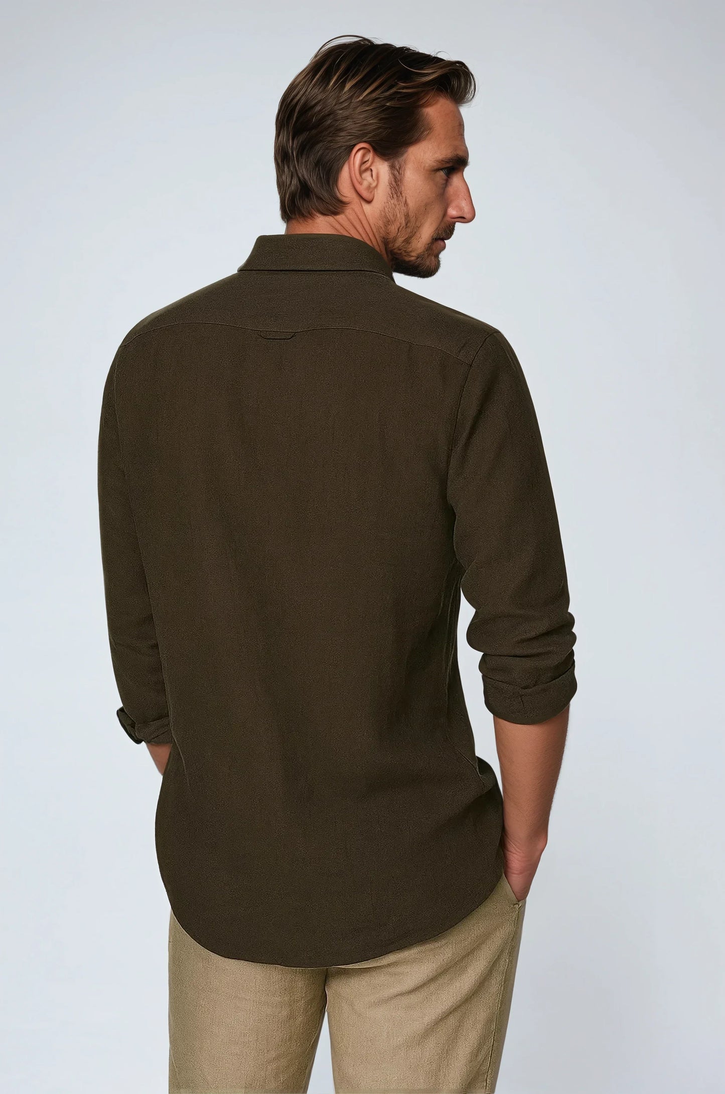 Signature Men Lightweight Linen Shirt - Deep Brown