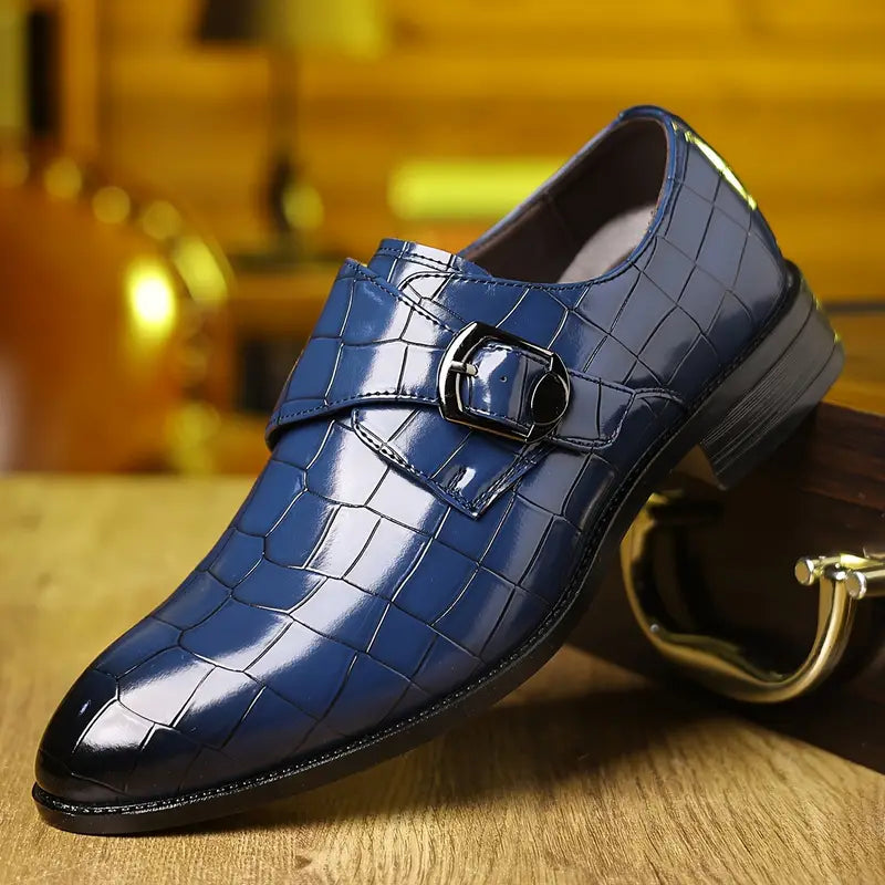 Solorfit | Crocodile-Pattern Slip-On Loafers for Men - Stylish Buckle Details & Edition Toe