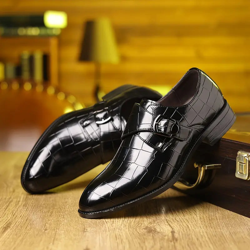 Solorfit | Crocodile-Pattern Slip-On Loafers for Men - Stylish Buckle Details & Edition Toe