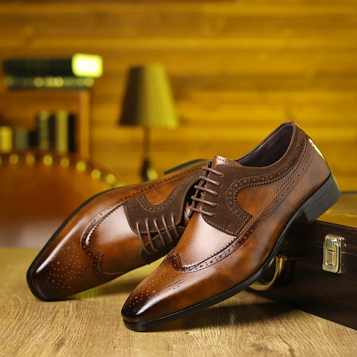 Men's Genuine Dress Shoes - Premium Black Formal Footwear, Elegant Design