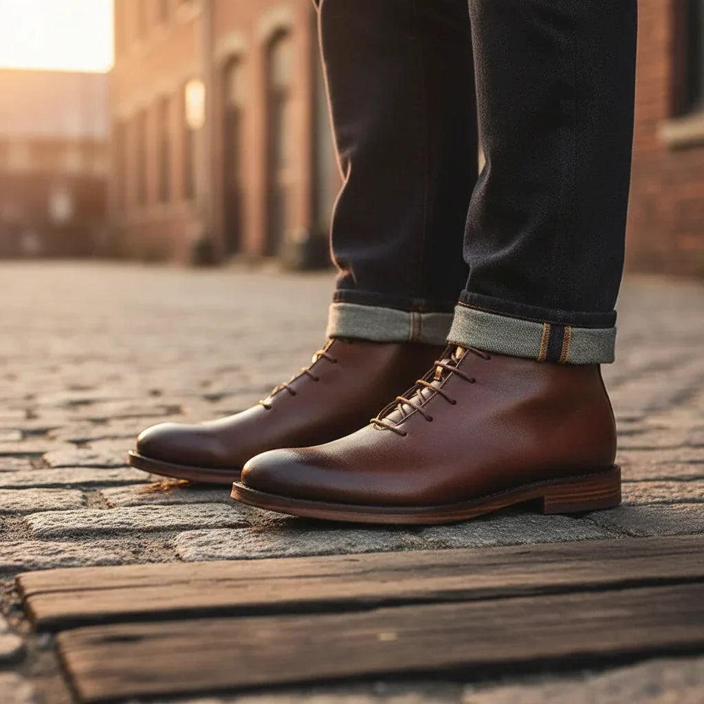Robbin - Hand-Finished Genuine Genuine Ankle Boots for Men