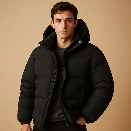 Milan Men's Hooded Puffer Jacket - Lightweight Quilted Winter Edition