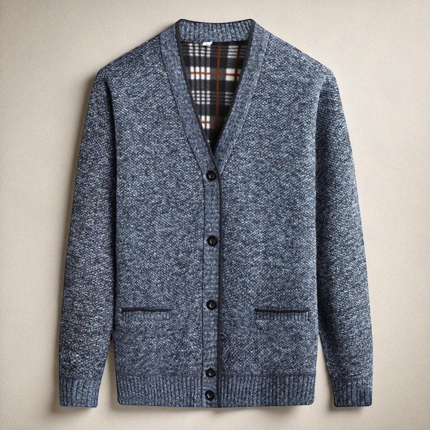 Men's Textured Knit Cardigan - Organic Blend Button-Up Design
