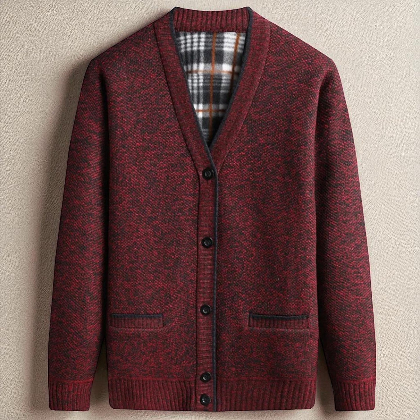Men's Textured Knit Cardigan - Organic Blend Button-Up Design