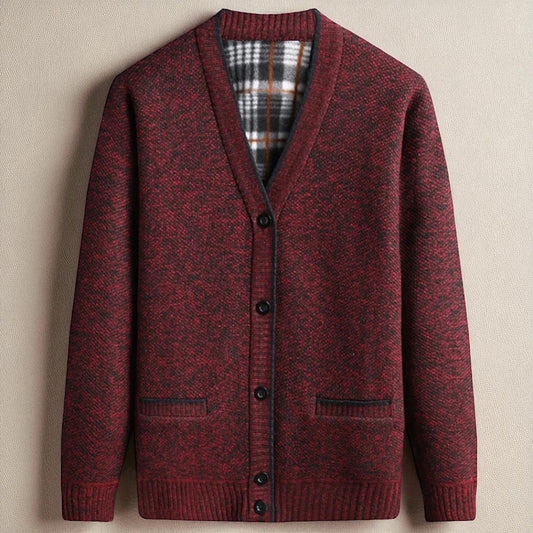 Men's Textured Knit Cardigan - Organic Blend Button-Up Design