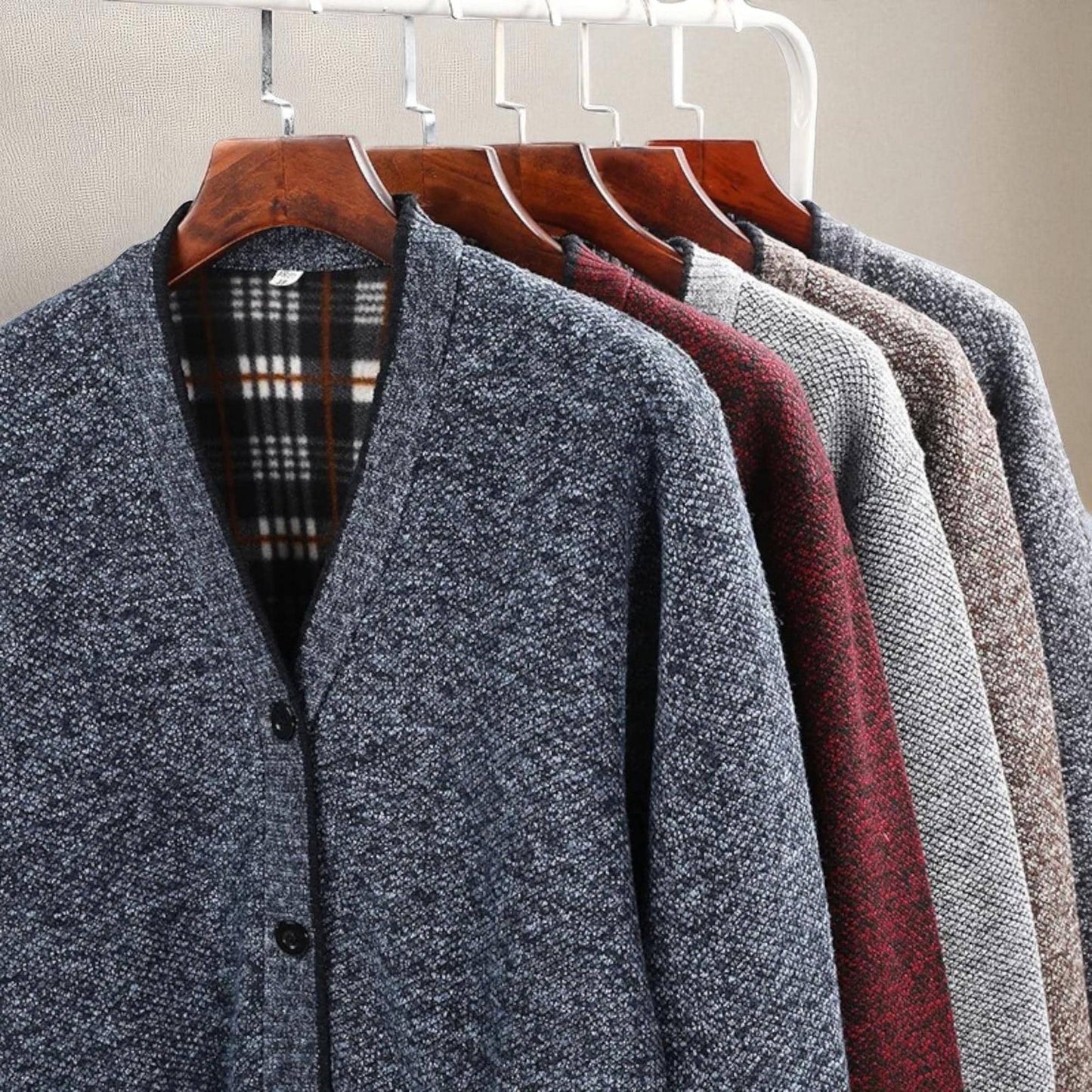 Men's Textured Knit Cardigan - Organic Blend Button-Up Design