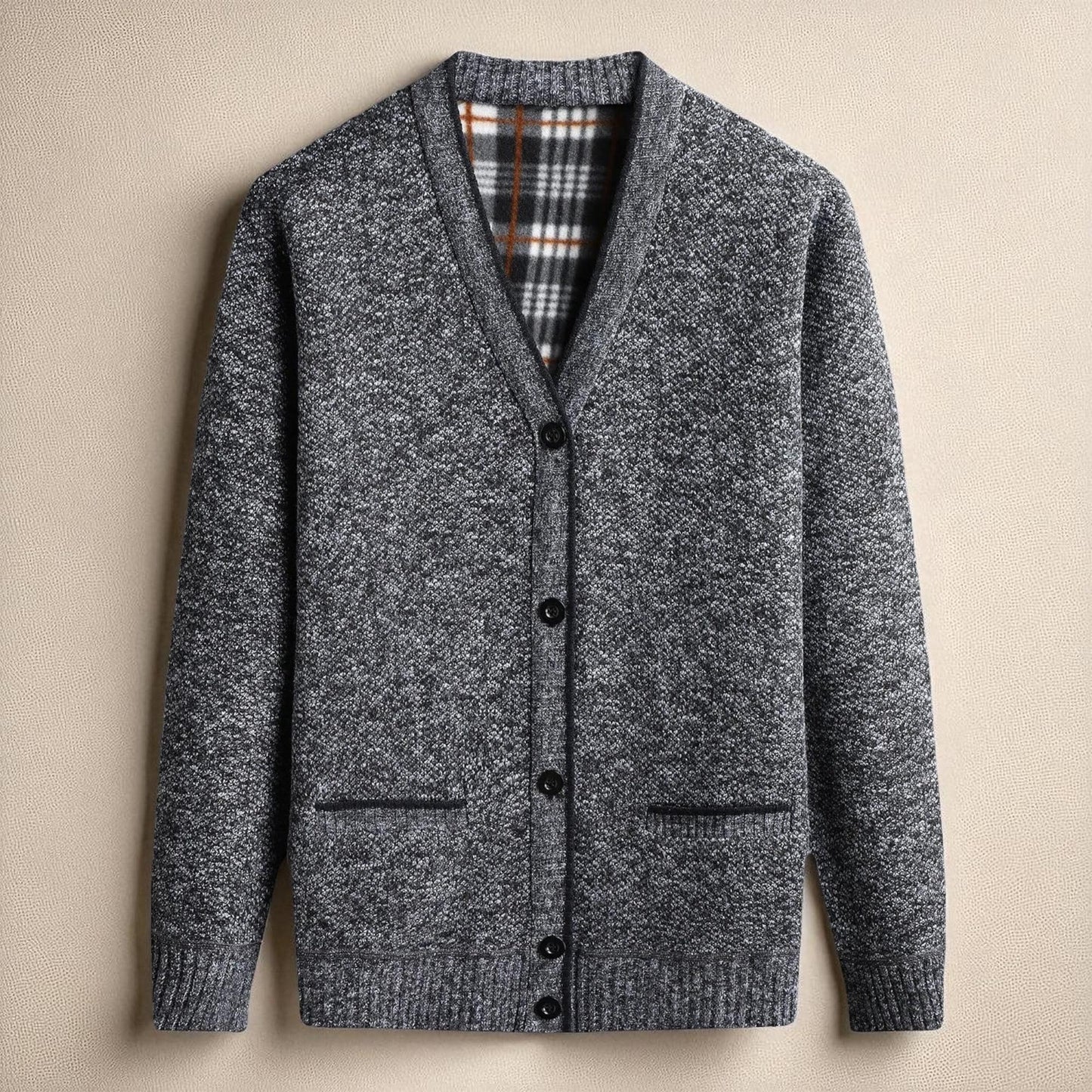 Men's Textured Knit Cardigan - Organic Blend Button-Up Design