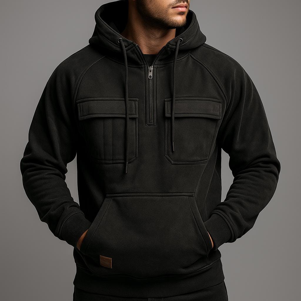 Men's Cargo Hooded Pullover with Half-Zip Edition